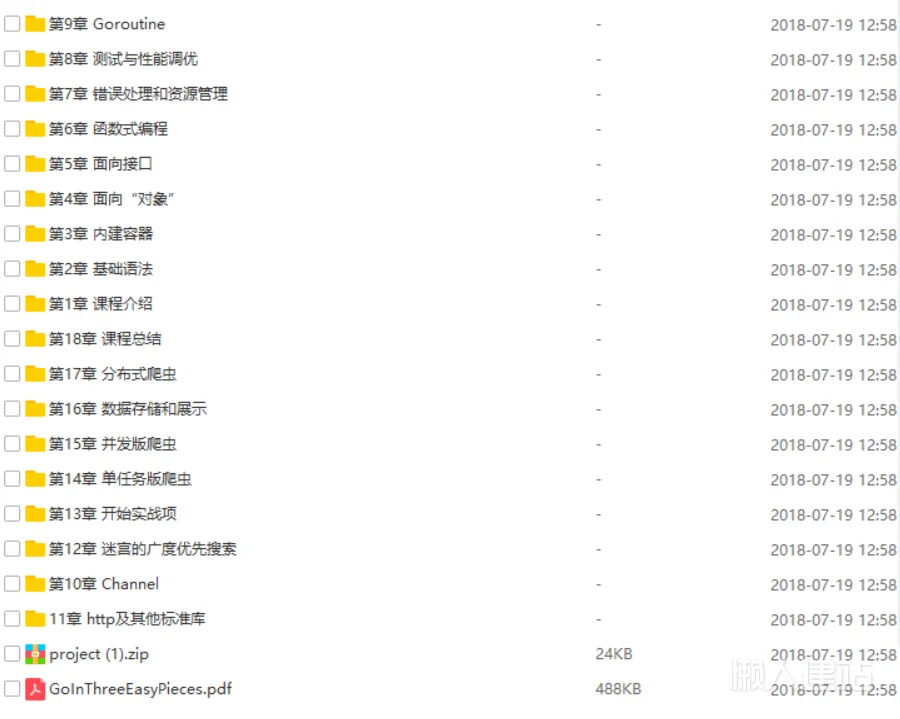 Google资深工程师讲授go语言视频教程部分视频目录截图