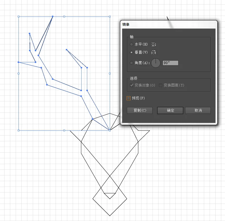 AI教程！手把手教你创建简约现代的直线鹿形LOGO