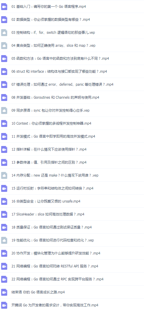 30套Go语言入门篇+项目实战篇+高级篇+架构篇+运维篇精讲视频教程插图(12)