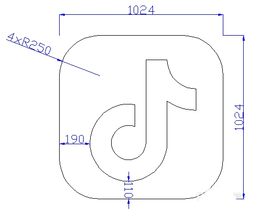 使用autoCAD绘制一个抖音logo教程