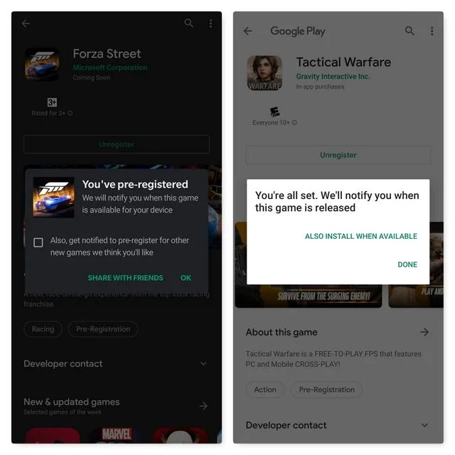 Google Play商店现在可以自动安装预注册的应用和游戏