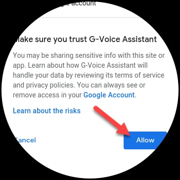 点击“允许”以信任 G-Voice 助手。