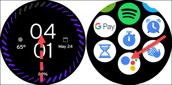 在手表上打开 Google 助理。