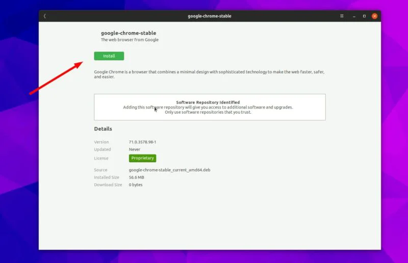 Install Google Chrome in Ubuntu Software Center