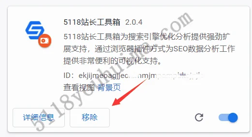 如何关闭/卸载移除谷歌浏览器上安装好的5118站长工具箱插件？ - 第2张 - boke112百科(boke112.com)