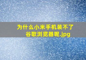 为什么小米手机装不了谷歌浏览器呢