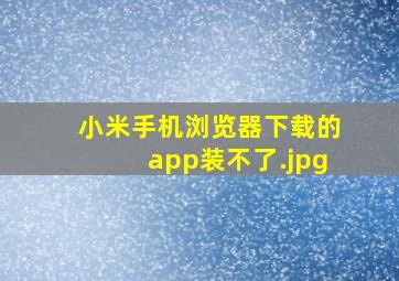 小米手机浏览器下载的app装不了